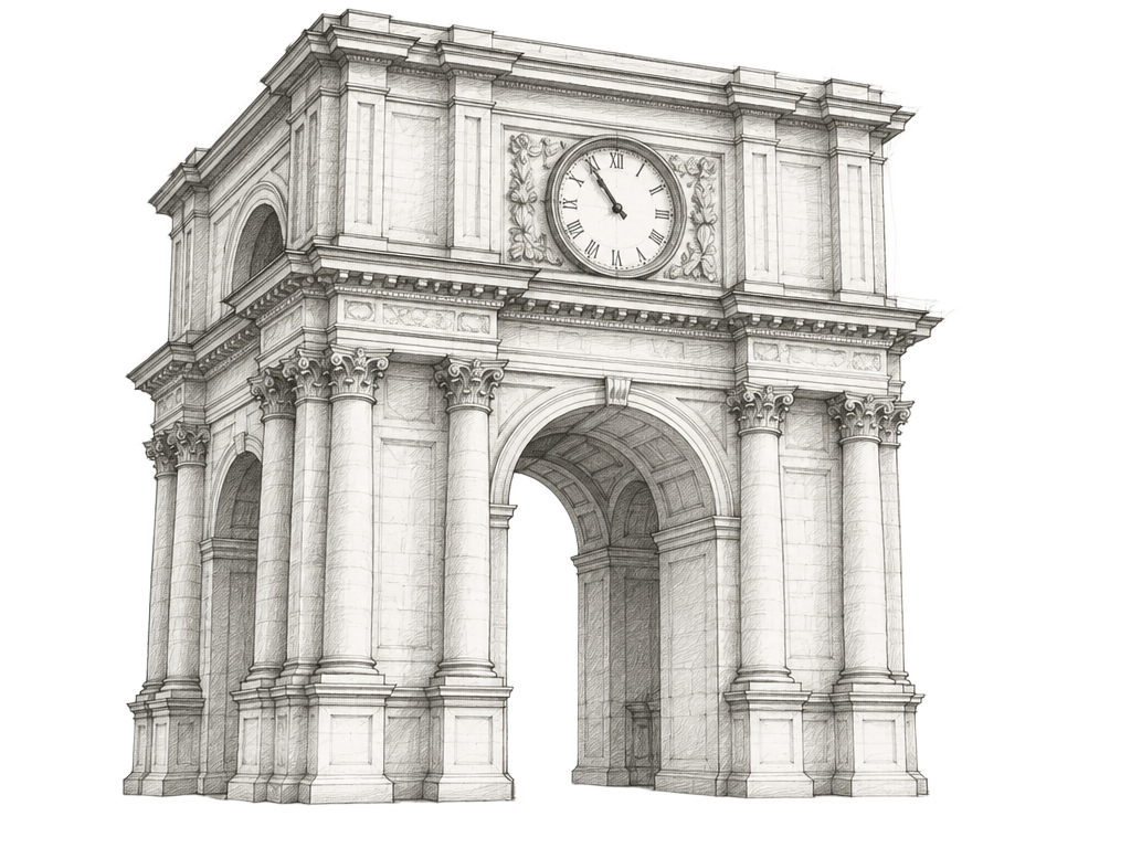 Pencil sketch of the Triumphal Arch, Chișinău