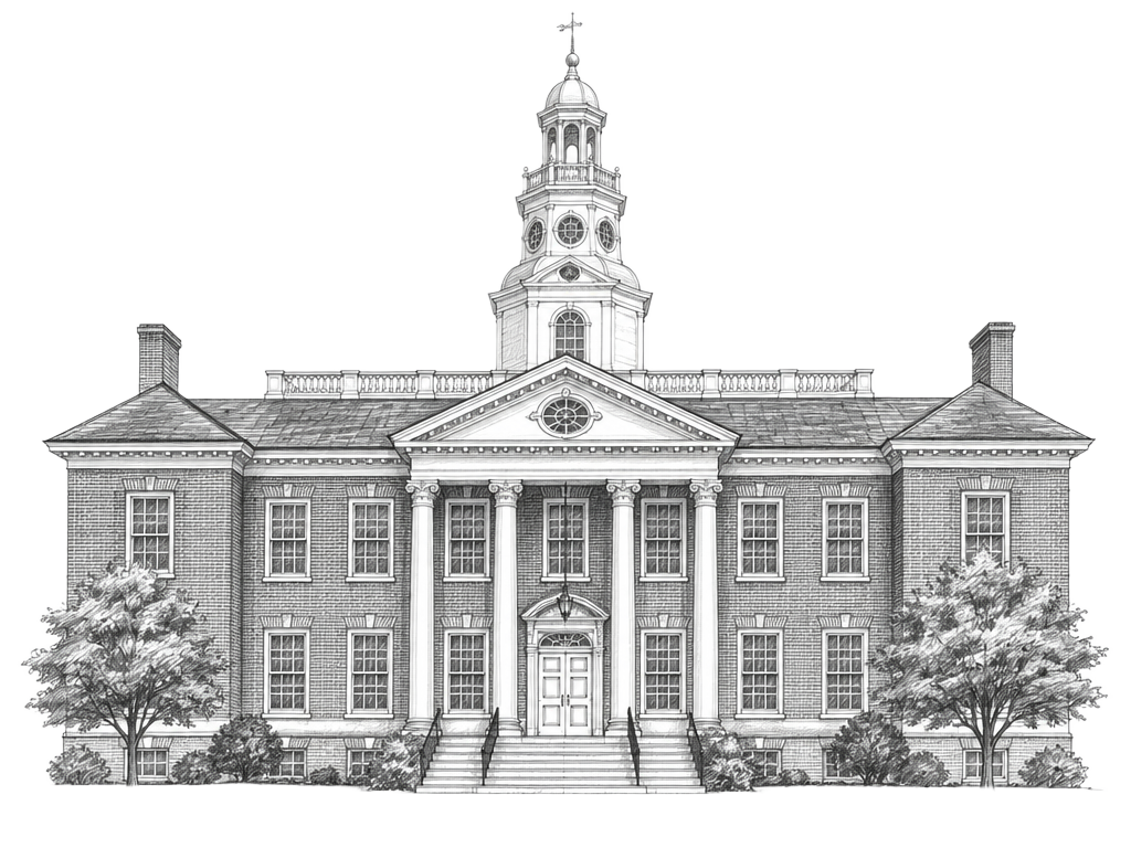 Pencil sketch of Legislative Hall, Dover